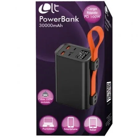 Leotec LEPOW100W30K - PowerBank Batería Externa 30000mAh 100W PD, 4 Puertos (2 USB-C + 2 USB-A) para Portátiles, con Pantalla LCD y Cable Incluido Leotec LEPOW100W30K - PowerBank Batería Externa 30000mAh 100W PD, 4 Puertos (2 USB-C + 2 USB-A) para Portátiles, con Pantalla LCD y Cable Incluido